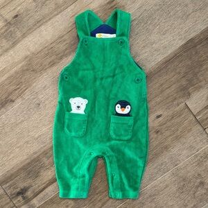 Baby Boden Green Corduroy Overalls with Animal Pockets